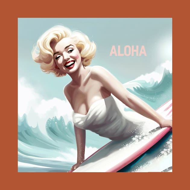 Marilyn Surfing by Kingrocker Clothing