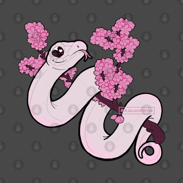 Cute Cherry Blossom Snake: White by kailanipinon