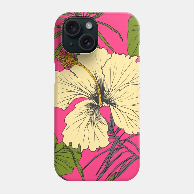 Tropical exotic flowers and leaves Phone Case by Olga Berlet