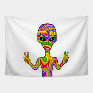 Trippy Rainbow Alien Tapestry