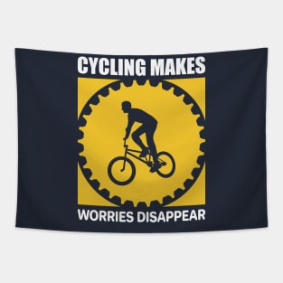 Cycling makes worries disappear Cyclist T-shirt design 2022. Tapestry