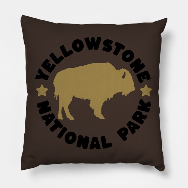 YellowsStone National Park Buffalo Pillow by HUNTINGisLIFE