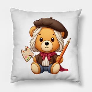 Cute Painter Bear Kawaii Pillow