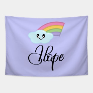 Hope with Kawaii Cute Rainbow Cloud in Purple Tapestry