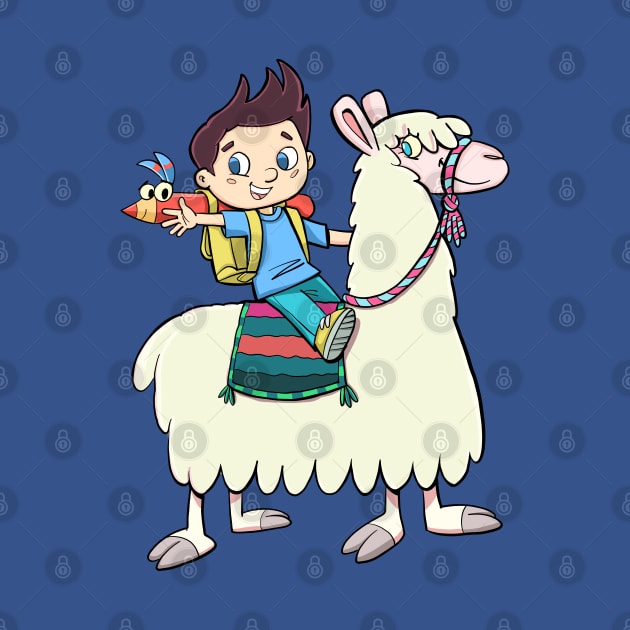 boy student riding a llama by duxpavlic