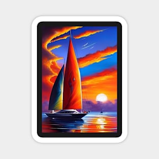 SURREAL SAILBOAT AT SUNRISE Magnet