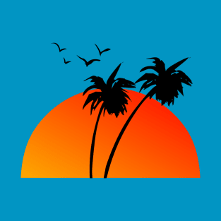 Sunset with palm trees T-Shirt