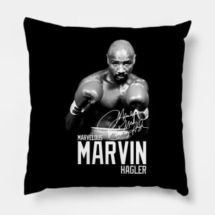 Marvelous Marvin Hagler Boxing Legend Signature Vintage Retro 80s 90s Bootleg Rap Style Pillow