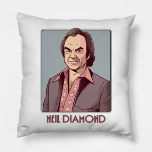 Neil Diamond / Vintage Style Fan Illustration Pillow