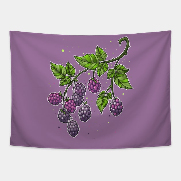 blackberries on twig Tapestry by weilertsen