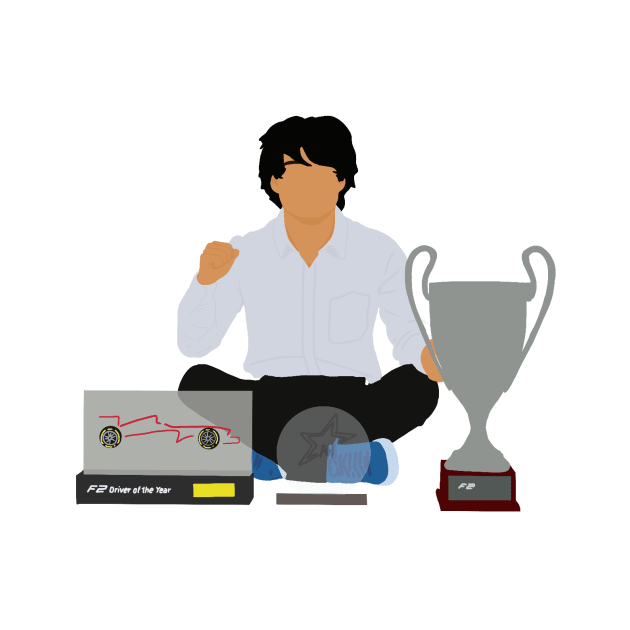 Yuki Tsunoda with his trophies for the 2020 Formula 2 season by royaldutchness