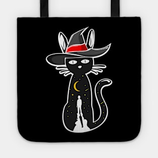 black cat witch Tote