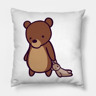 Cute Cartoon Bear and Teddy Ready for Bedtime Pillow