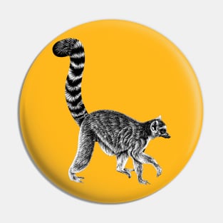 Walking ring-tailed lemur monkey ink illustration 3 Pin