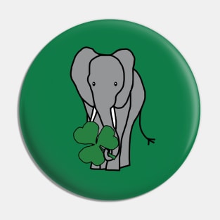 St Patricks Day Elephant with Shamrock Pin