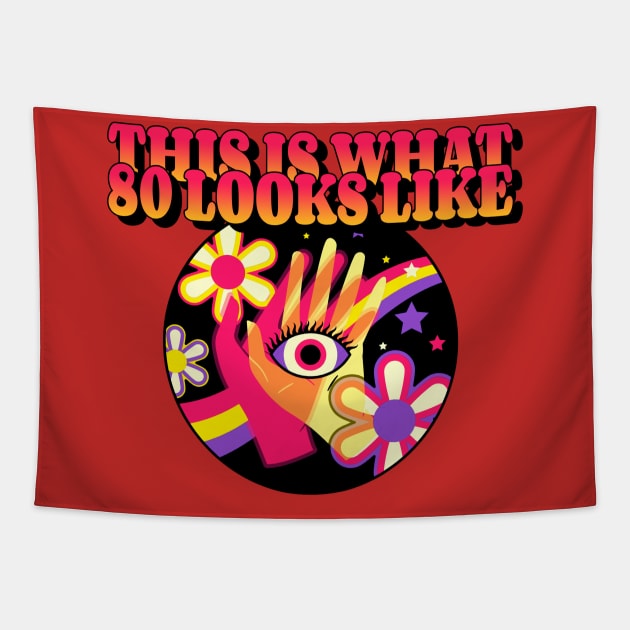 This is what 80 looks like (flower Hands Eye) Tapestry by PersianFMts