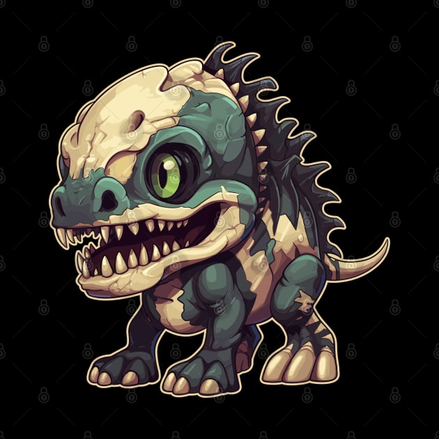 Envy Green Scary Chibi T-Rex Isometric Dinosaur by DanielLiamGill