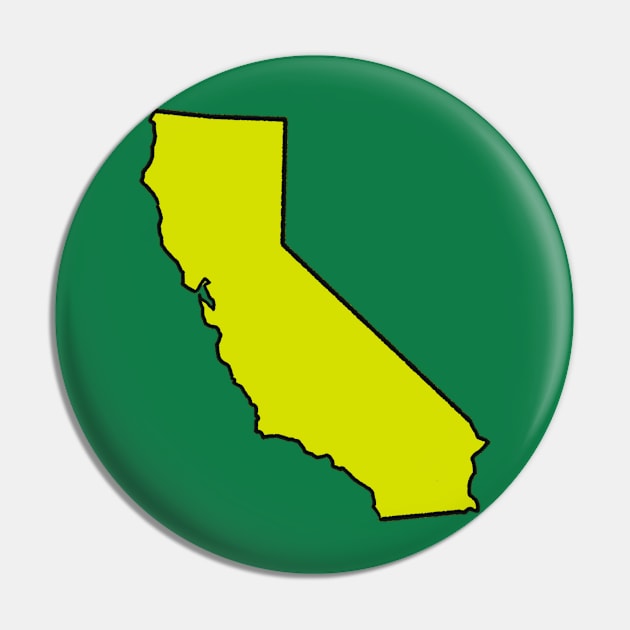 California - Yellow Outline Pin by loudestkitten