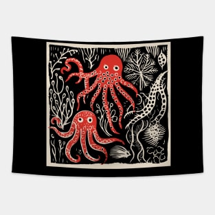 Underwater Lino Cut Tapestry
