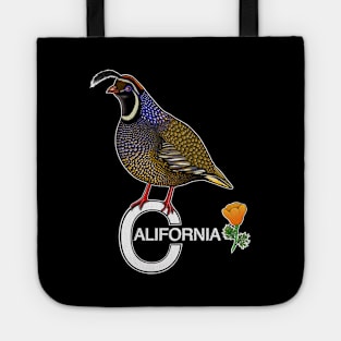 California quail state bird Californian poppy flowers Tote