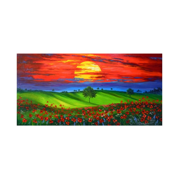 Sunset over poppy field by OLHADARCHUKART