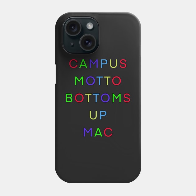 CAMPUS MOTTO BOTTOMS UP .MAC PALINDROME Phone Case by sailorsam1805