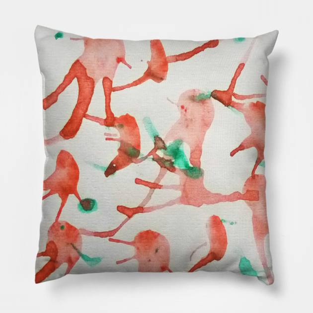 Red green watercolor pattern design Pillow by Artistic_st