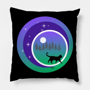 midnight wander- black cat Pillow