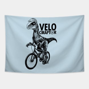 Cute Velociraptor Dinosaur Riding Bicycle Gift For Cyclist Tapestry