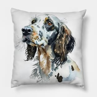 English Setter Dog Watercolor Portrait Pillow