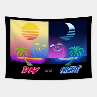 Retro Day and Night Tapestry