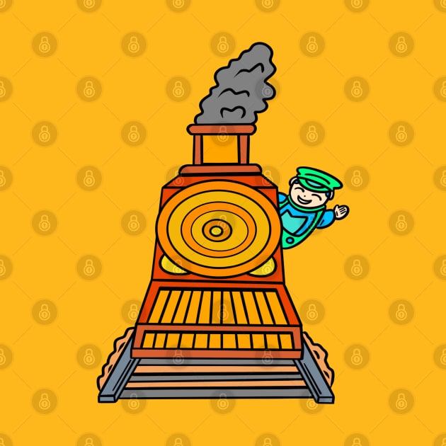 Cartoon Train Driver by Andrew Hau