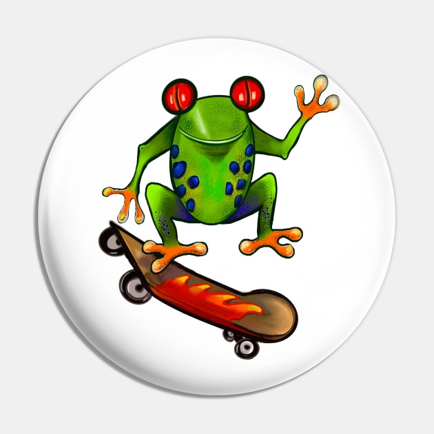 Cute Funny Frog Red eyed tree Frog on a skateboard Froggy toad toads Skating Frogs for Frog lovers Pin by Artonmytee