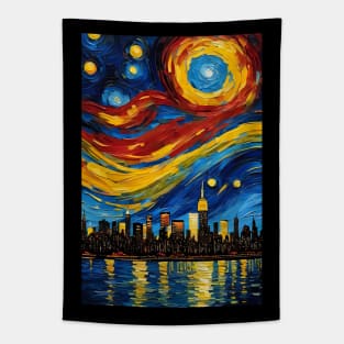 Newyork City skyline in Starry night style Tapestry