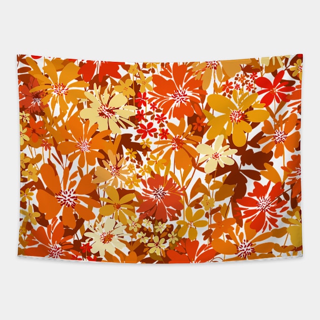 Red and Yellow Flowers Tapestry by Gush Art Studio 1