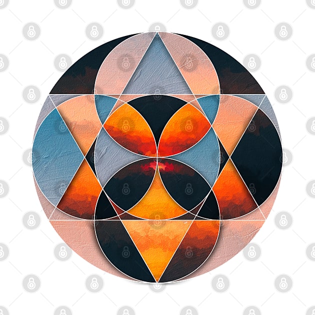 Geometric collage of sunset oil painting by DigitPaint