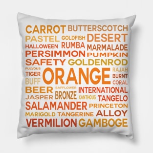 Word Cloud - Shades of Orange (White Background) Pillow