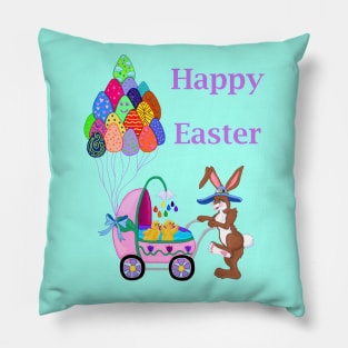 Happy Easter Bunny Mommy with Baby Chicks Pillow