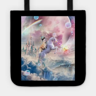 Rainbow Galaxy Corgi Dog Riding Unicorn Tote