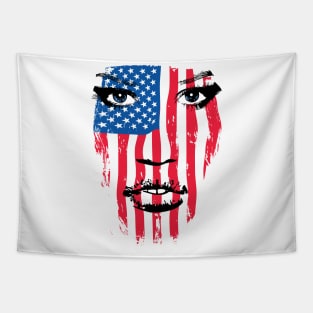 USA Patriot Woman Flag Warpaint July 4th Flag Tapestry