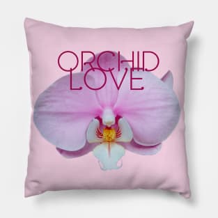 Pink Orchid flower with text Pillow