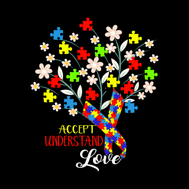 Accept Understand Love Flower Autism Awareness Day T Shirt by igybcrew