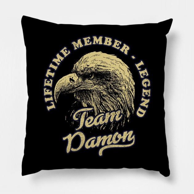 Damon Name - Lifetime Member Legend - Eagle Pillow by Stacy Peters Art