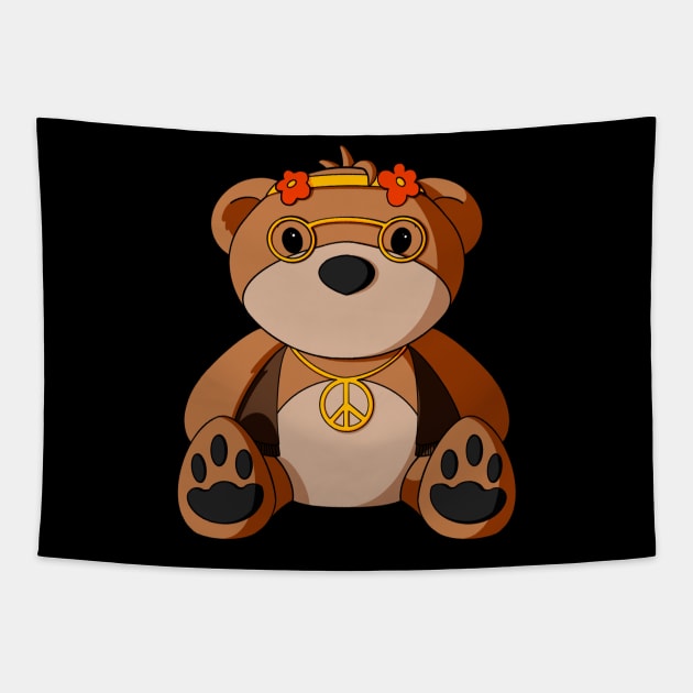 Hippy Teddy Bear Hippie Tapestry TeePublic