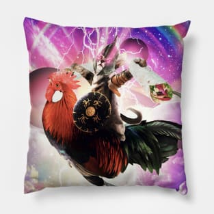 Lazer Warrior Space Cat Riding Chicken Eating Burrito Pillow