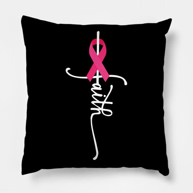 faith breast cancer Pillow by CreativeShirt