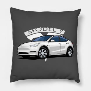 Model Y electric car white Pillow