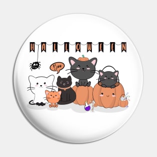 Happy Halloween Cats Pin