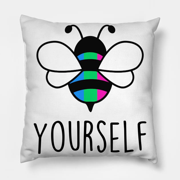 Cute Bee YourSelf Polysexual Bee Gay Pride LGBT Rainbow Gift Pillow by Lones Eiless