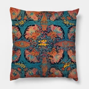 Mystical Tapestry: Vintage Indian Rug Reverie Pillow